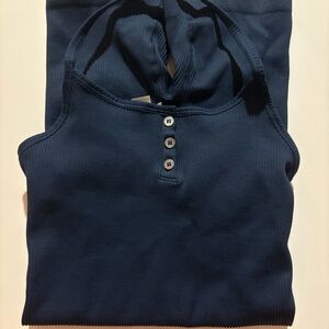 Madewell Athletic Collection Ribbed Onesie Romper Size XXS/XS Navy Blue